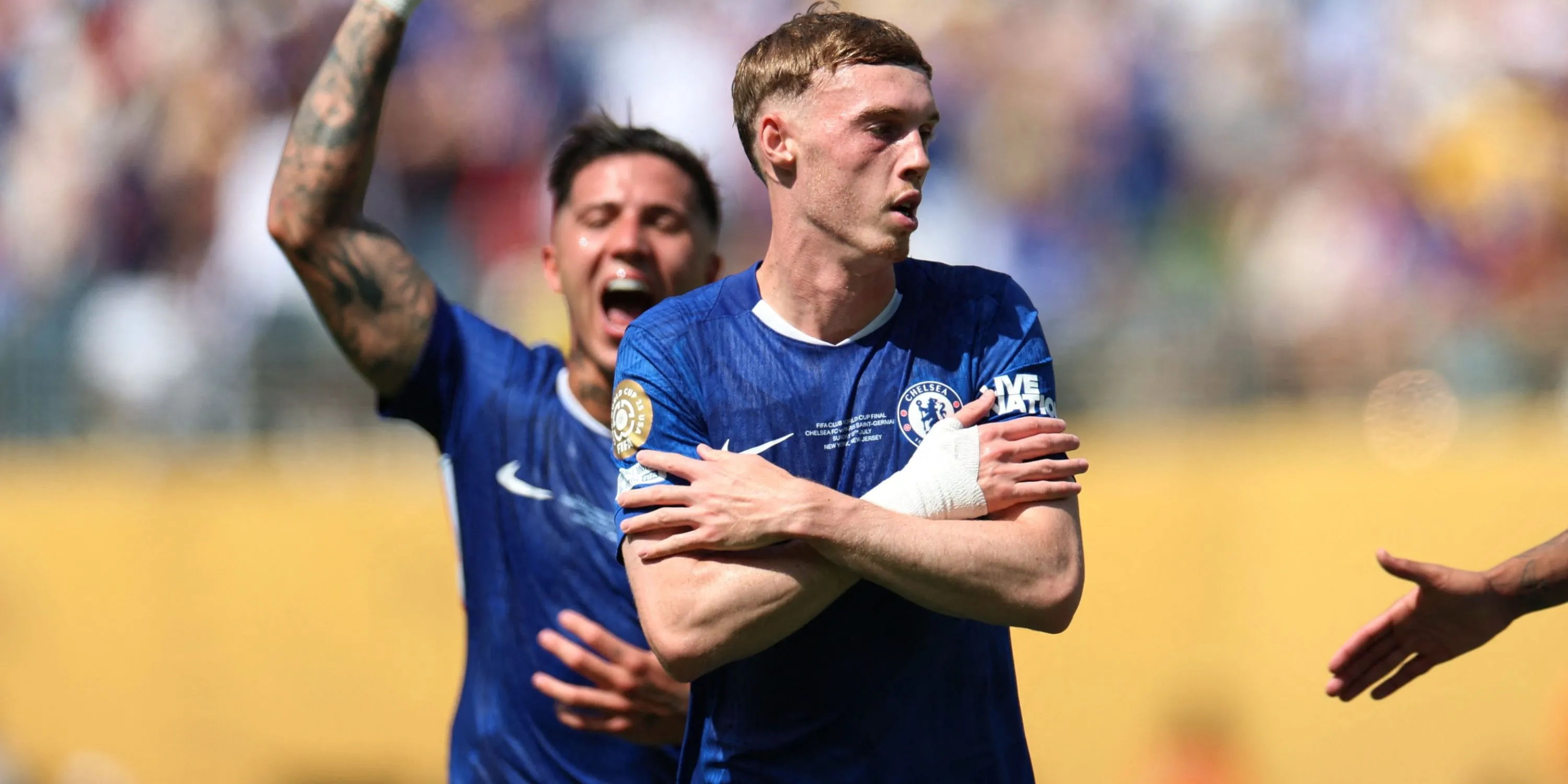 Cole Palmer ăn mừng sau khi ghi bàn cho Chelsea tại chung kết FIFA Club World Cup