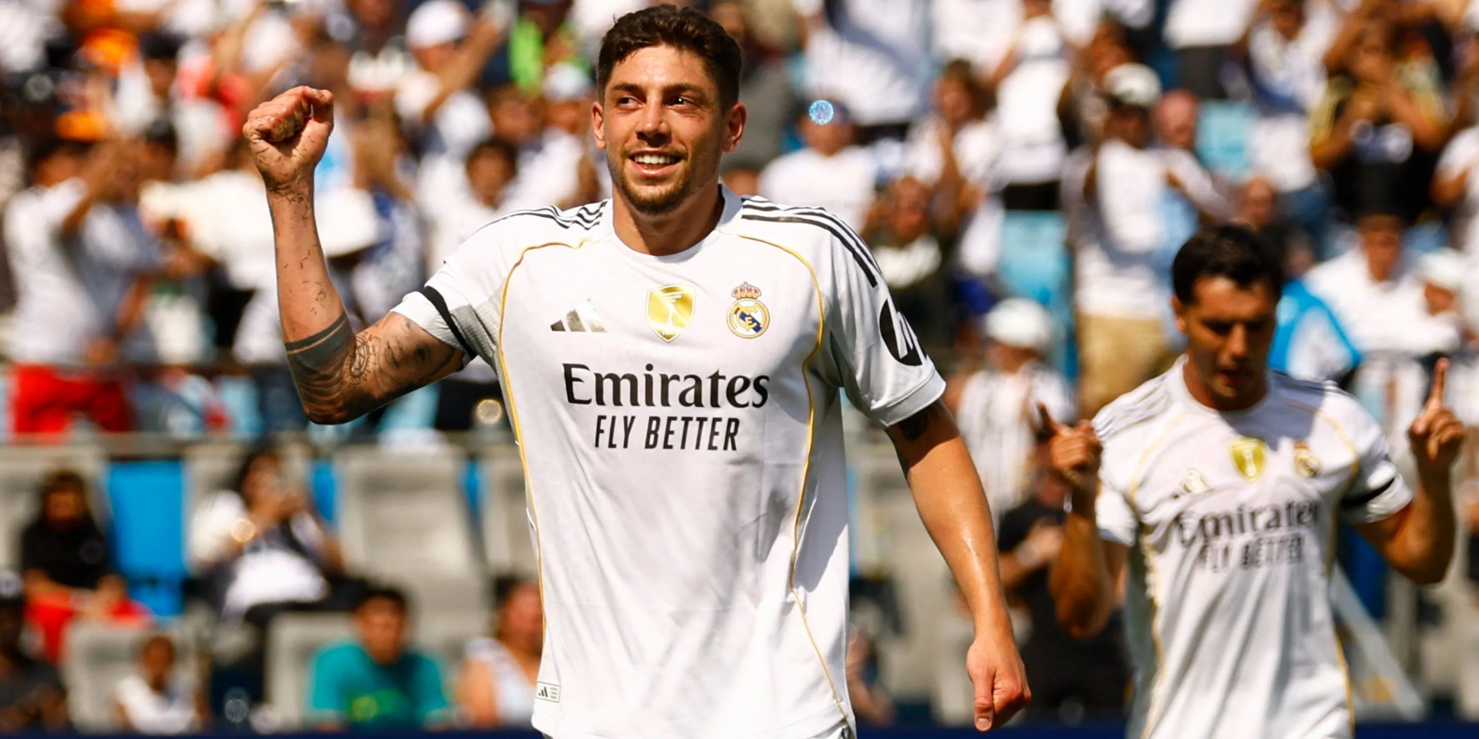 Federico Valverde ăn mừng sau khi ghi bàn tại FIFA Club World Cup